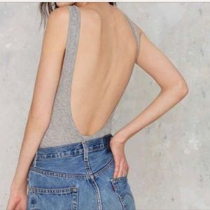 Set of 2 Backless Grey & Black Thong Bodysuit
